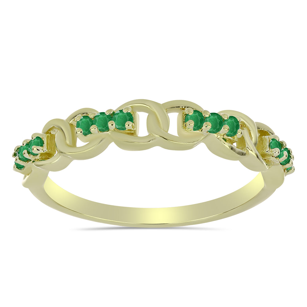 Anillo de Plata Bañada en Oro con Esmeralda de Zambia 3 