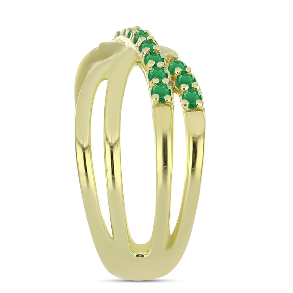 Anillo de Plata Bañada en Oro con Esmeralda de Zambia