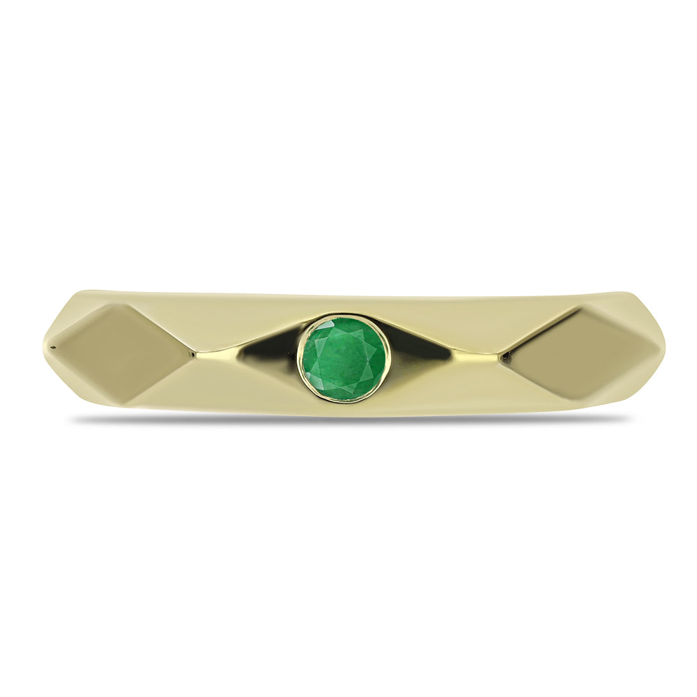 Anillo de Plata Bañada en Oro con Esmeralda de Zambia