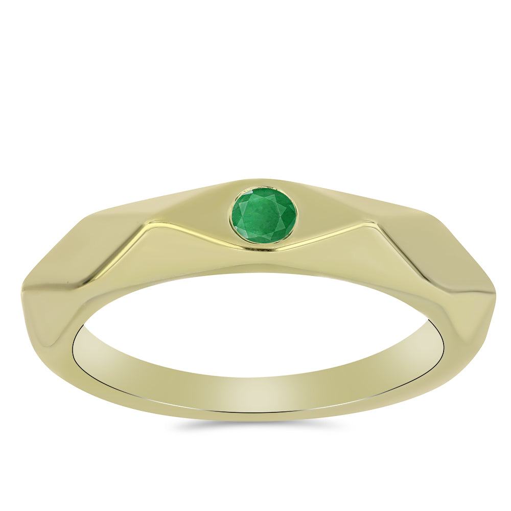 Anillo de Plata Bañada en Oro con Esmeralda de Zambia
