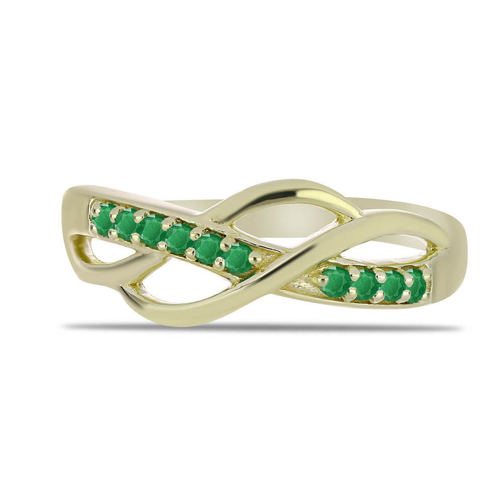 Anillo de Plata Bañada en Oro con Esmeralda de Zambia