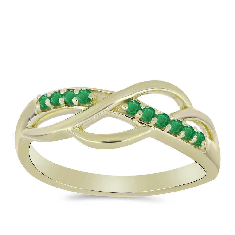 Anillo de Plata Bañada en Oro con Esmeralda de Zambia