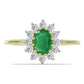 Anillo de Plata Bañada en Oro con Esmeralda de Zambia y Topacio Blanco