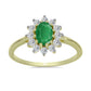 Anillo de Plata Bañada en Oro con Esmeralda de Zambia y Topacio Blanco