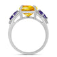 Anillo de Plata con Citrino de los Montes Urales y Amatista de Marruecos