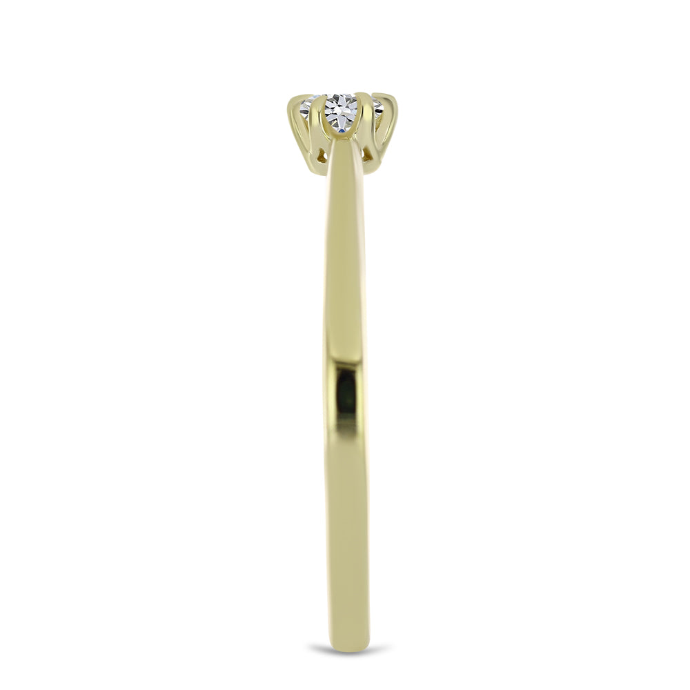 Anillo de Plata Bañada en Oro con Diamante certificado y cultivado en laboratorio