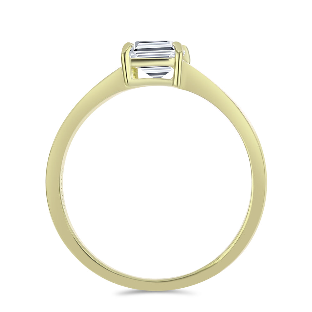 Anillo de Plata Bañada en Oro con Diamante certificado y cultivado en laboratorio