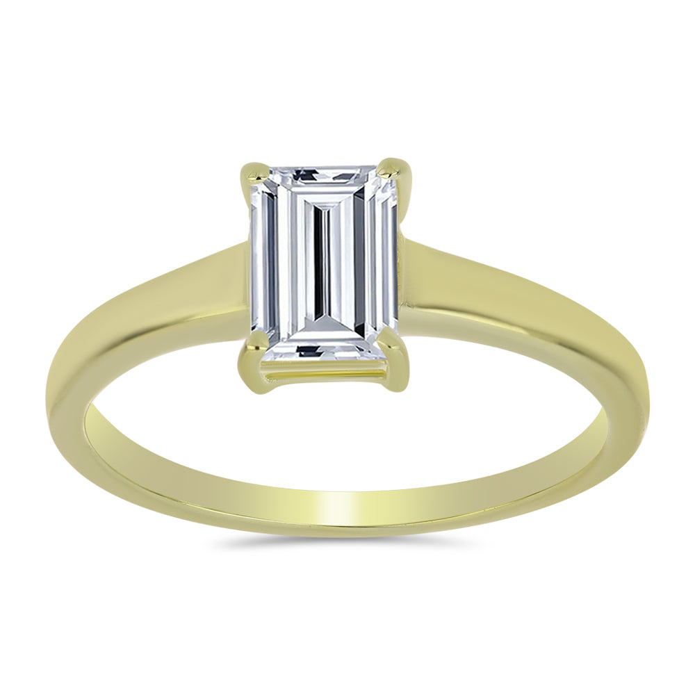Anillo de Plata Bañada en Oro con Diamante certificado y cultivado en laboratorio