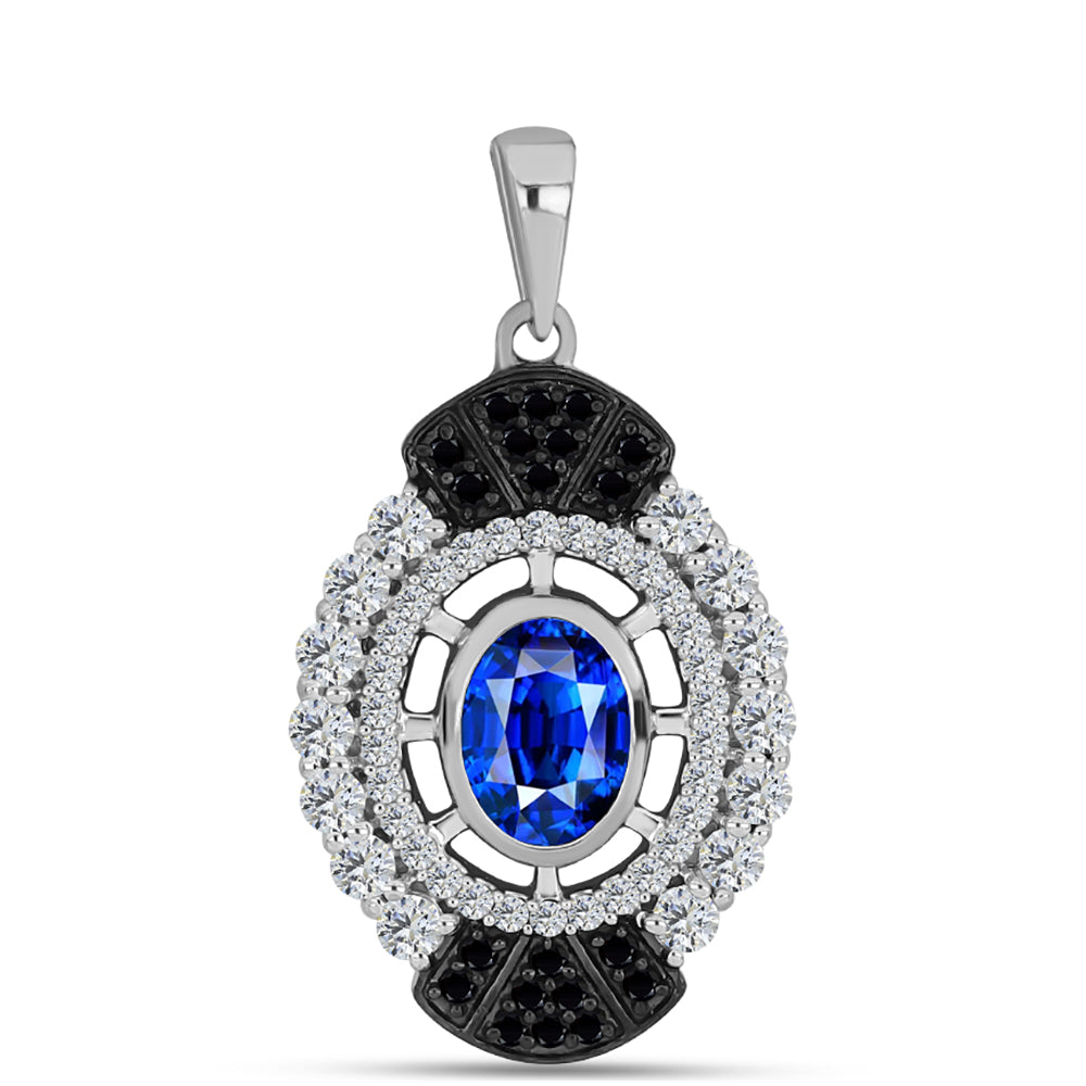 Colgante de Plata con Zafiro Azul Australiano y Topacio Blanco 1 