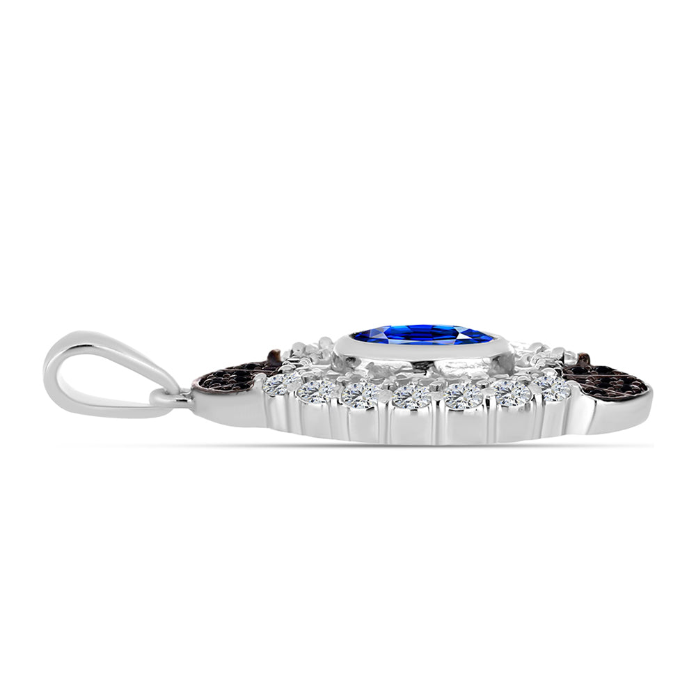 Colgante de Plata con Zafiro Azul Australiano y Topacio Blanco 2 