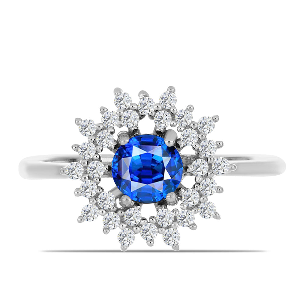 Anillo de Plata con Zafiro Azul Australiano y Topacio Blanco 1 