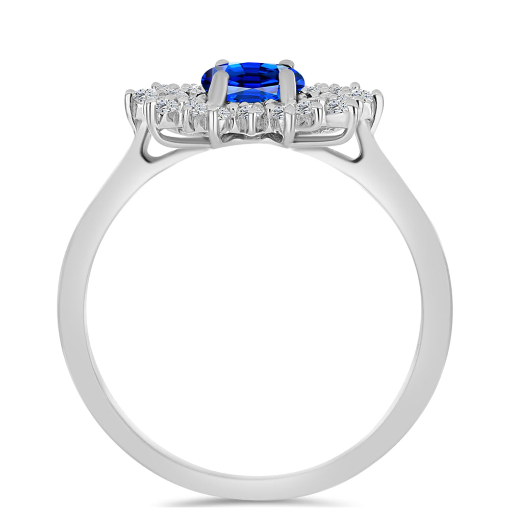 Anillo de Plata con Zafiro Azul Australiano y Topacio Blanco 2 