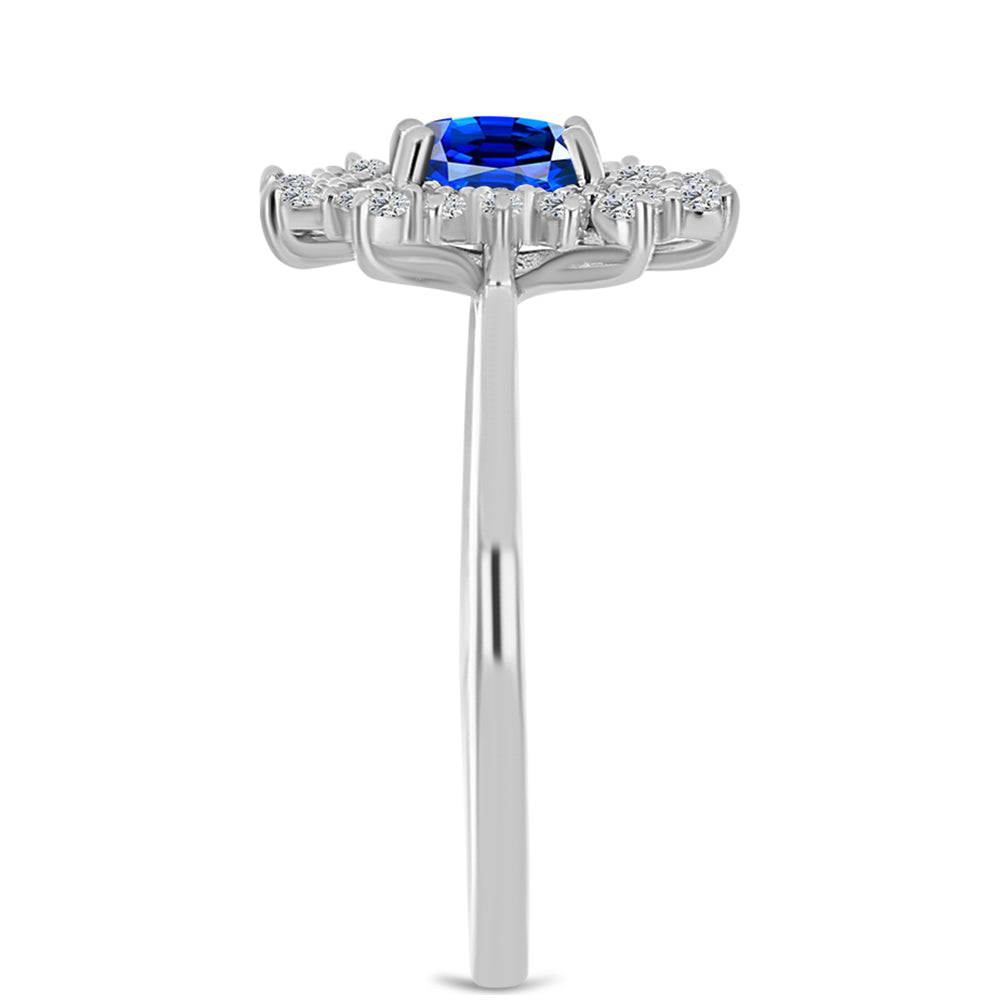 Anillo de Plata con Zafiro Azul Australiano y Topacio Blanco 4 