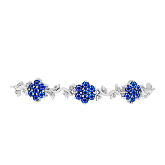 Pulsera de Plata con Zafiro Azul Australiano y Topacio Blanco