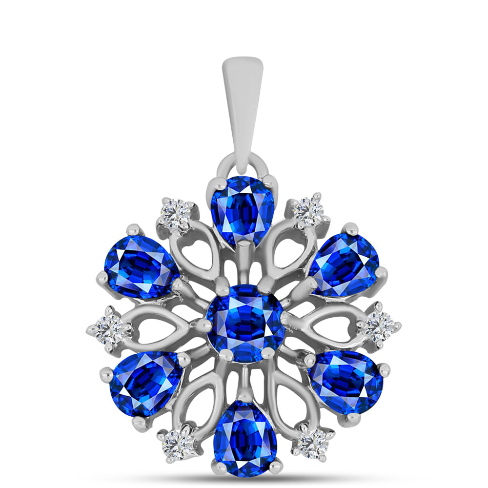 Colgante de Plata con Zafiro Azul Australiano y Topacio Blanco 1 