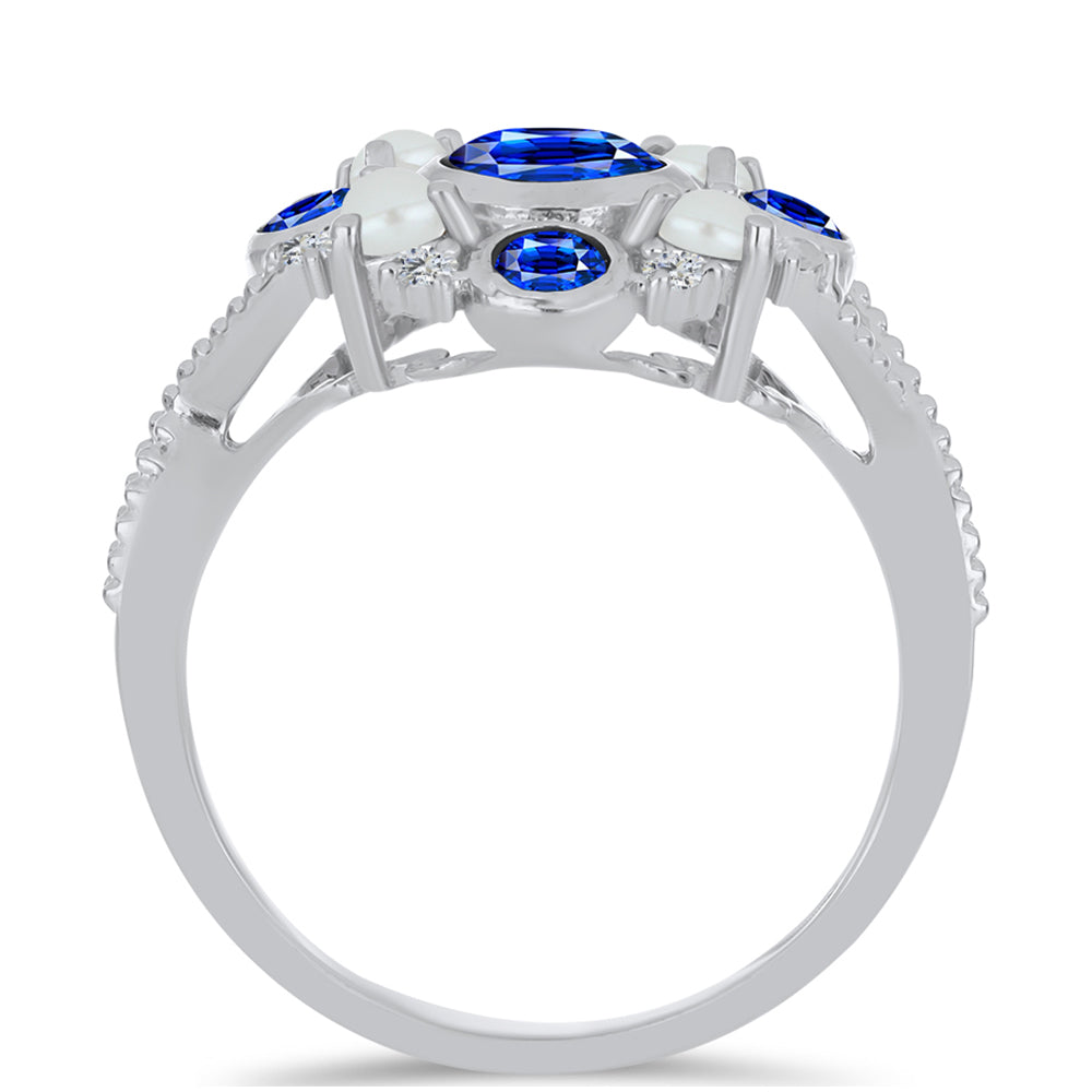 Anillo de Plata con Zafiro Azul Australiano y Perla de Agua Dulce