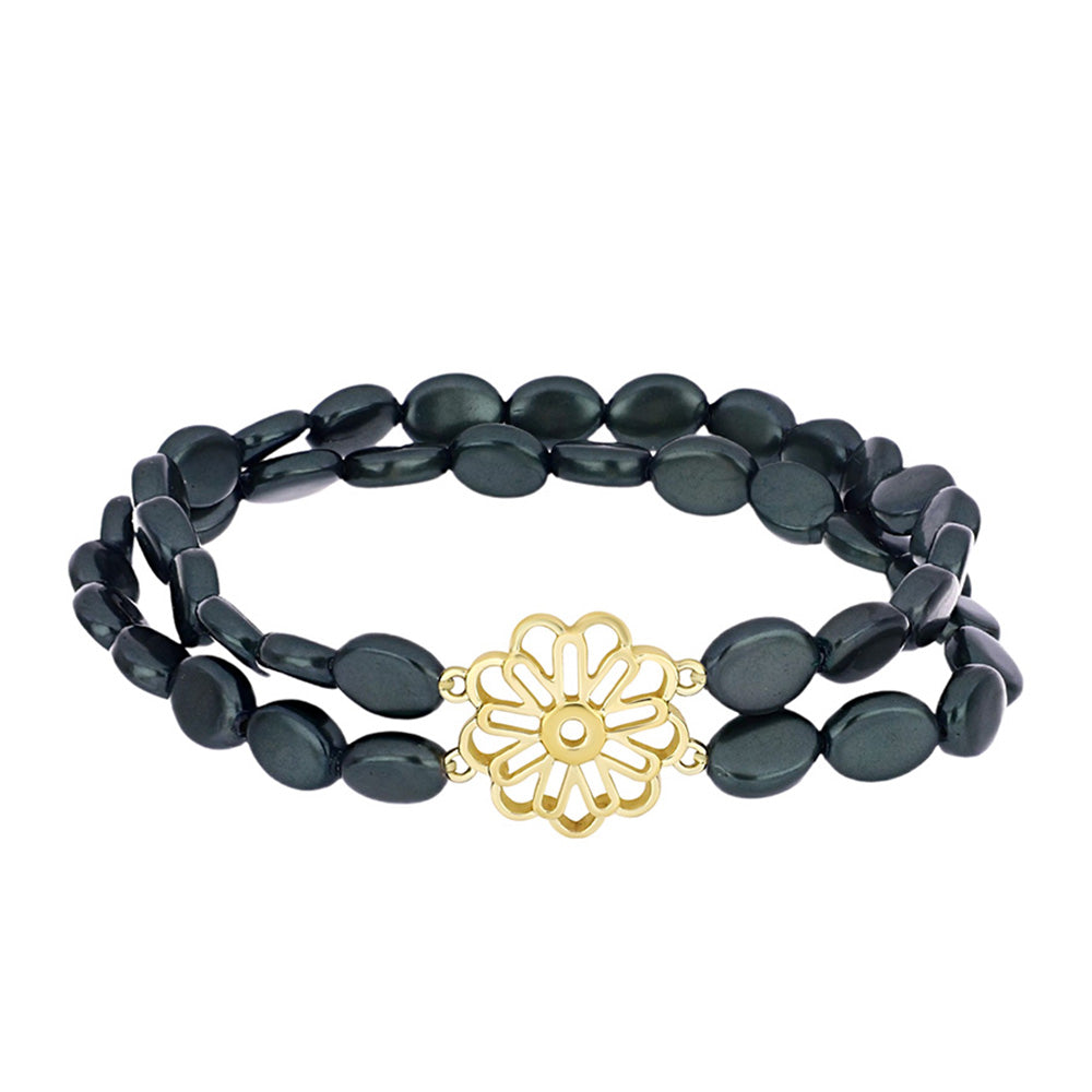 Pulsera de Plata Bañada en Oro con Perla de río Tahiti verde ilusión
