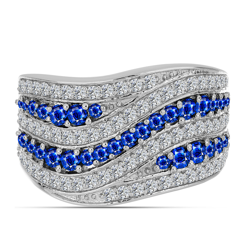 Anillo de Plata con Zafiro Azul Australiano y Topacio Blanco 1 