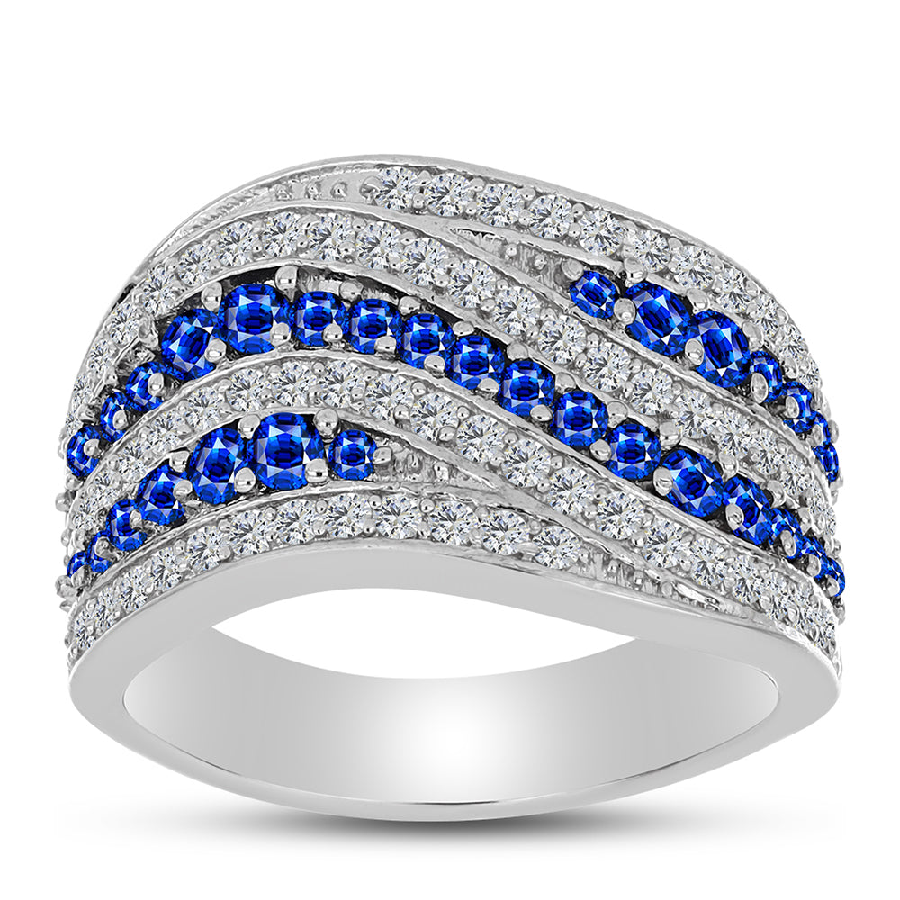 Anillo de Plata con Zafiro Azul Australiano y Topacio Blanco 3 