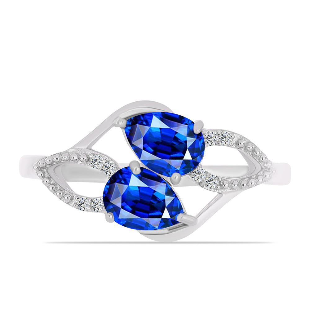 Anillo de Plata con Zafiro Azul Australiano y Topacio Blanco 1 