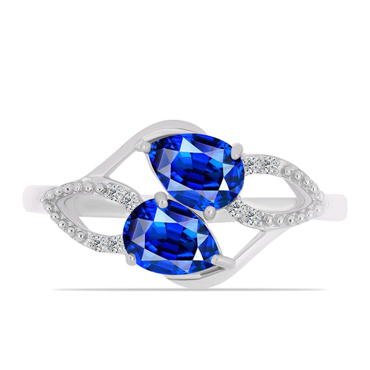 Anillo de Plata con Zafiro Azul Australiano y Topacio Blanco