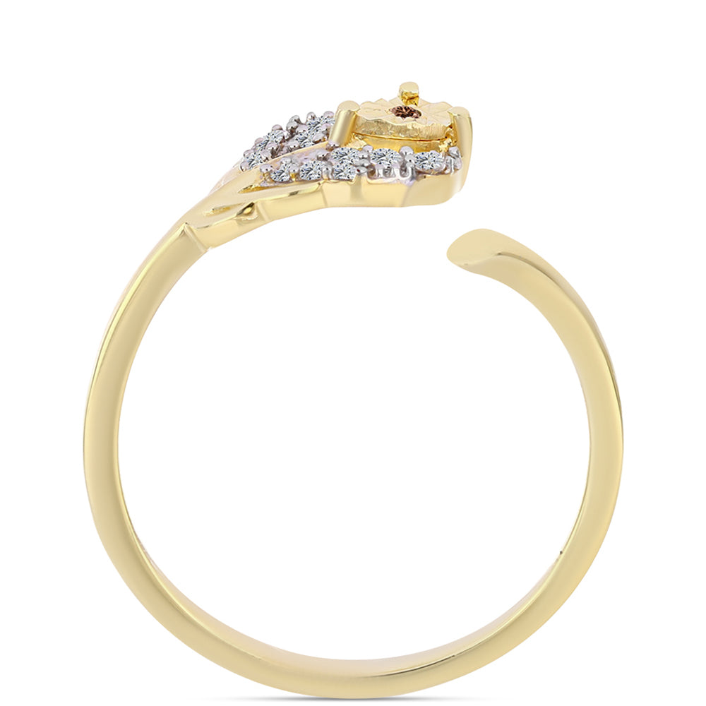 Anillo de Plata Bañada en Oro con Diamante Cognac y Topacio Blanco 2 