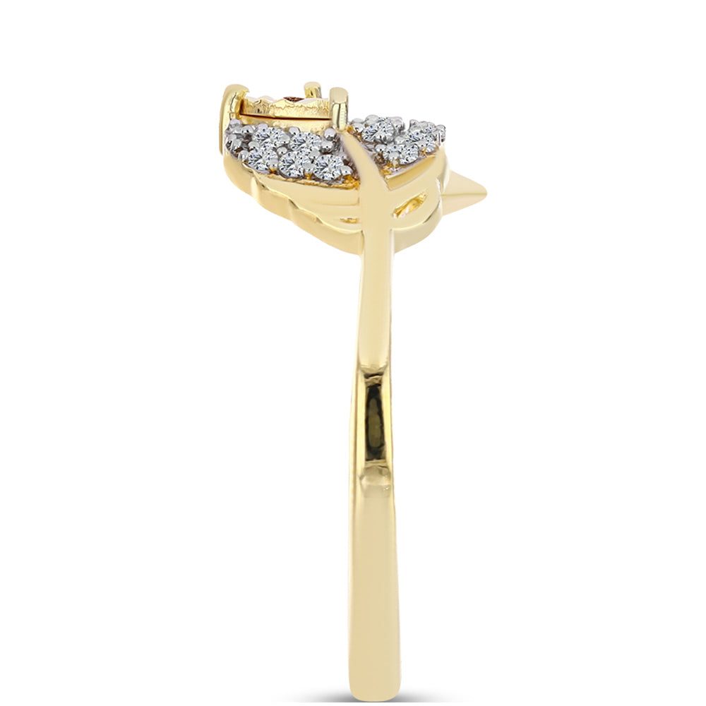 Anillo de Plata Bañada en Oro con Diamante Cognac y Topacio Blanco 4 