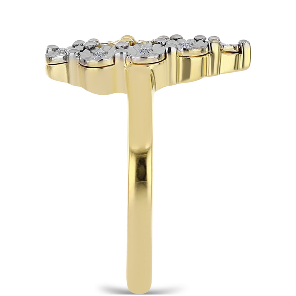 Anillo de Plata Bañada en Oro con Diamante Cognac y Topacio Blanco 4 