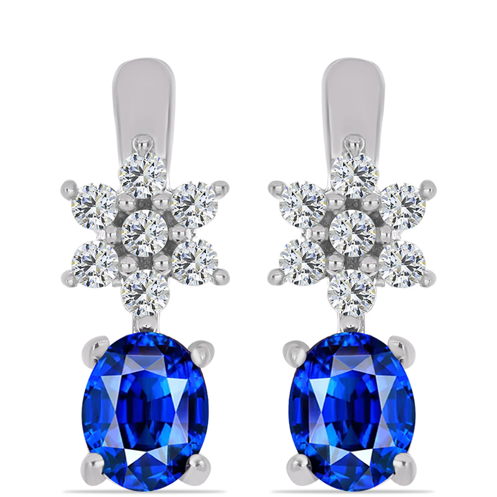Pendientes de Plata con Zafiro Azul Australiano y Topacio Blanco 1 