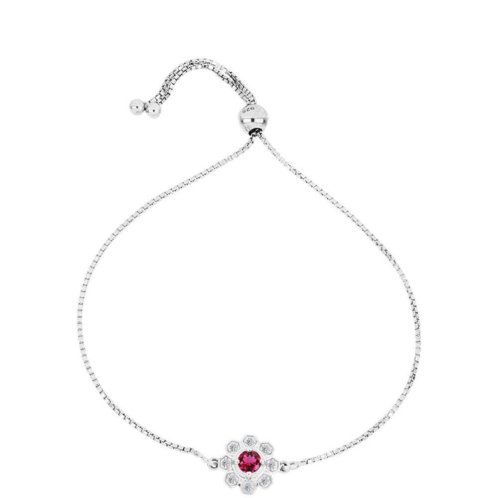 Pulsera de Plata con Rubelita de Cruzeiro y Topacio Blanco