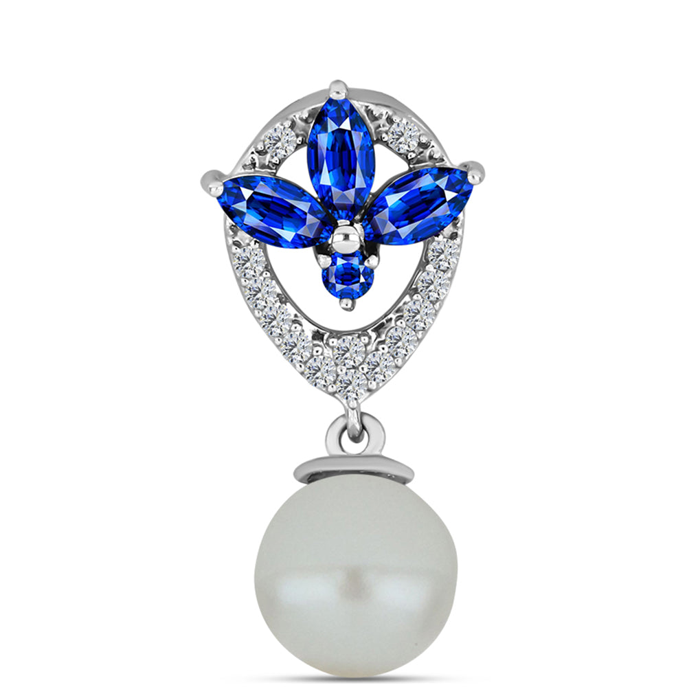 Colgante de Plata con Zafiro Azul Australiano y Perla de Agua Dulce