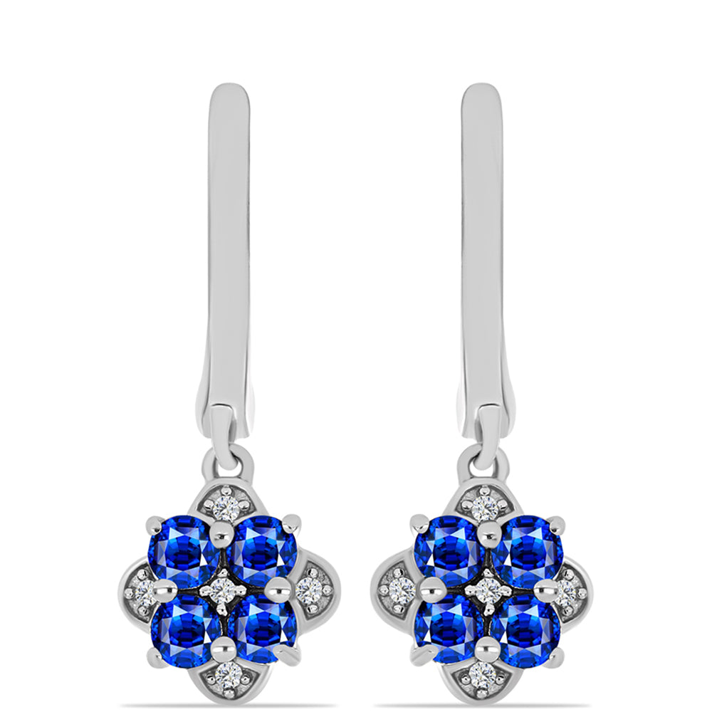 Pendientes de Plata con Zafiro Azul Australiano y Topacio Blanco 1 