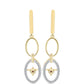 Pendientes de Plata Bañada en Oro con Diamante Cognac y Topacio Blanco