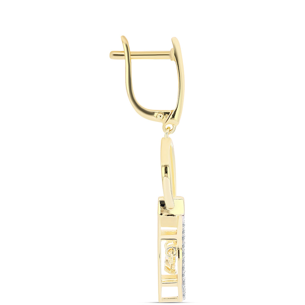 Pendientes de Plata Bañada en Oro con Diamante Cognac y Topacio Blanco 2 
