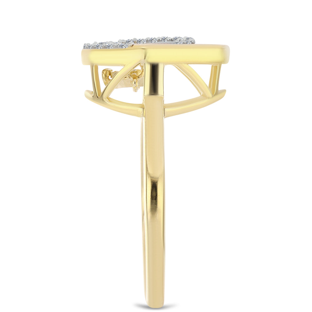 Anillo de Plata Bañada en Oro con Diamante Cognac y Topacio Blanco 4 
