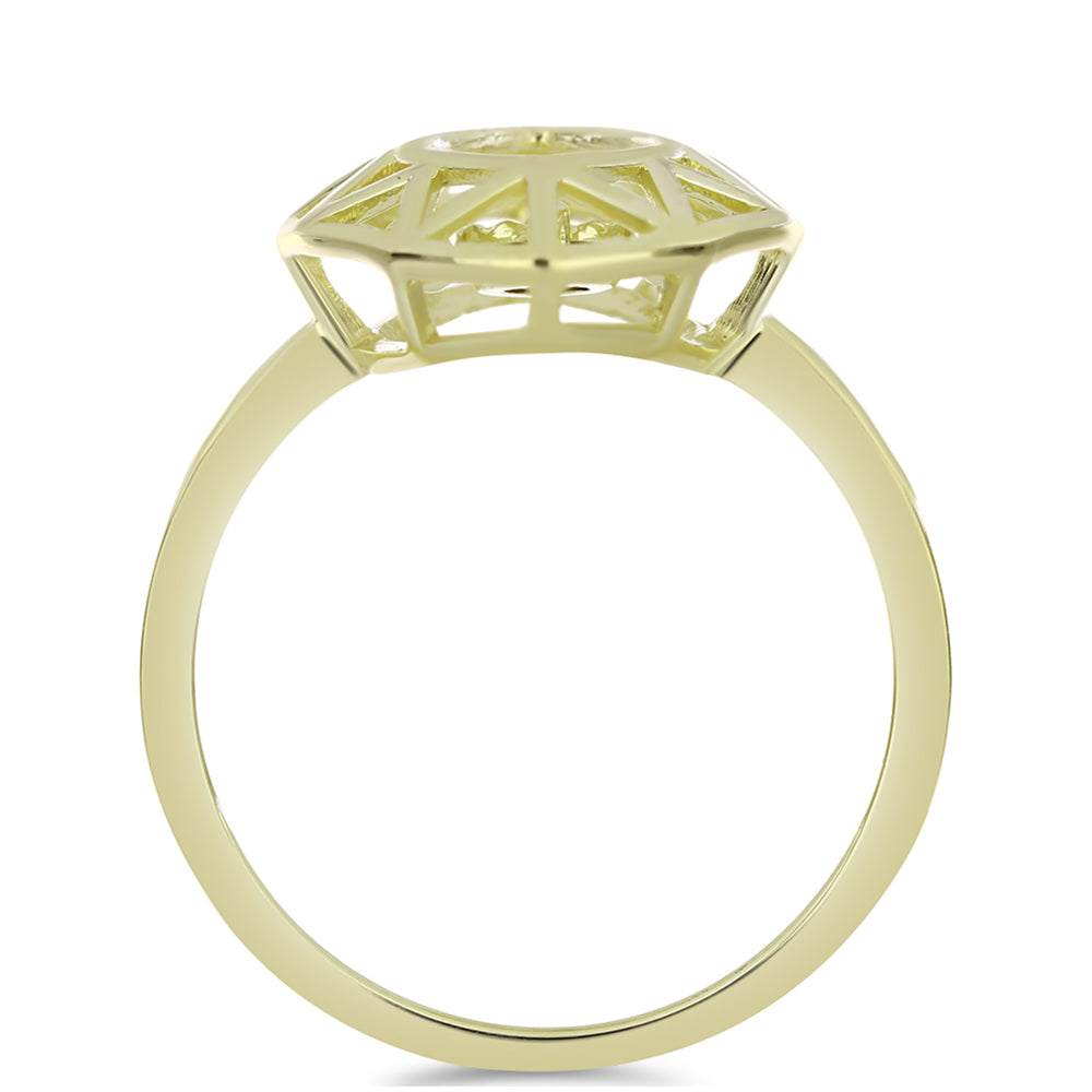 Anillo de Plata Bañada en Oro con Diamante Cognac