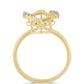 Anillo de Plata Bañada en Oro con Diamante Cognac y Topacio Blanco