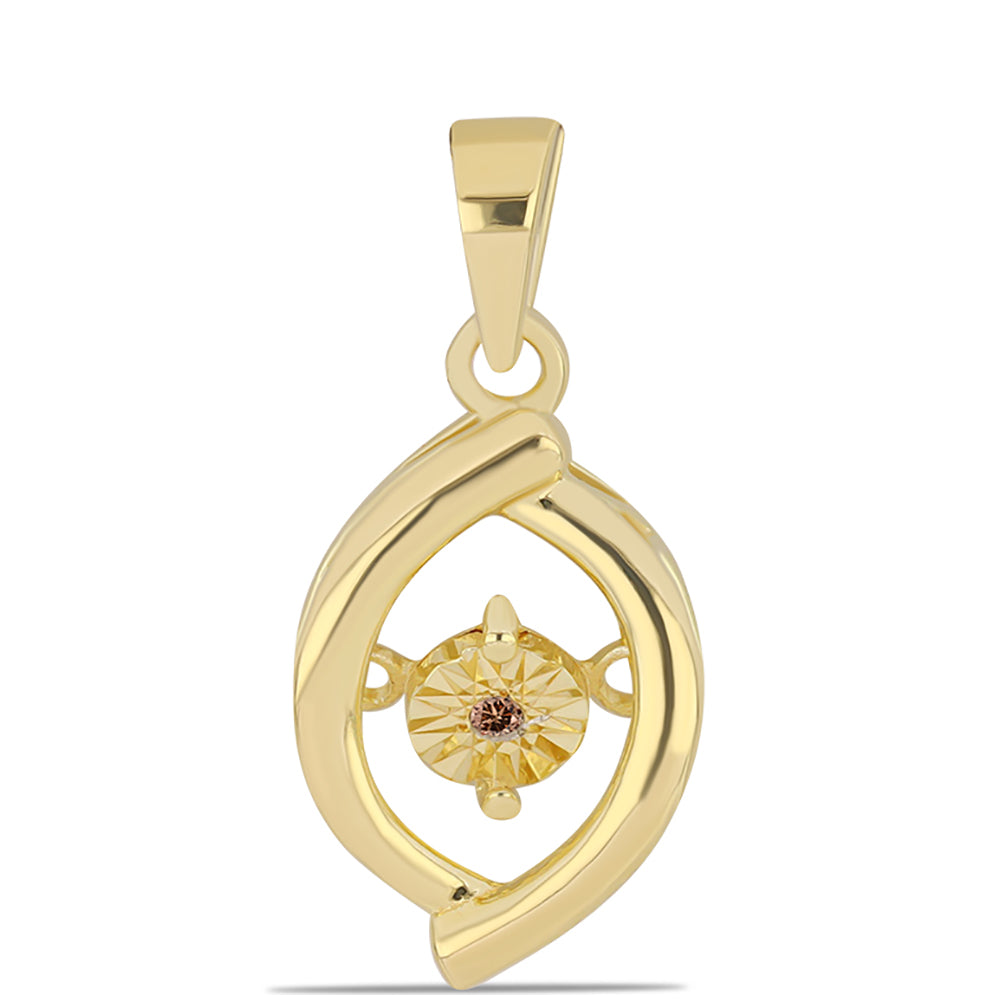 Colgante de Plata Bañada en Oro con Diamante Cognac
