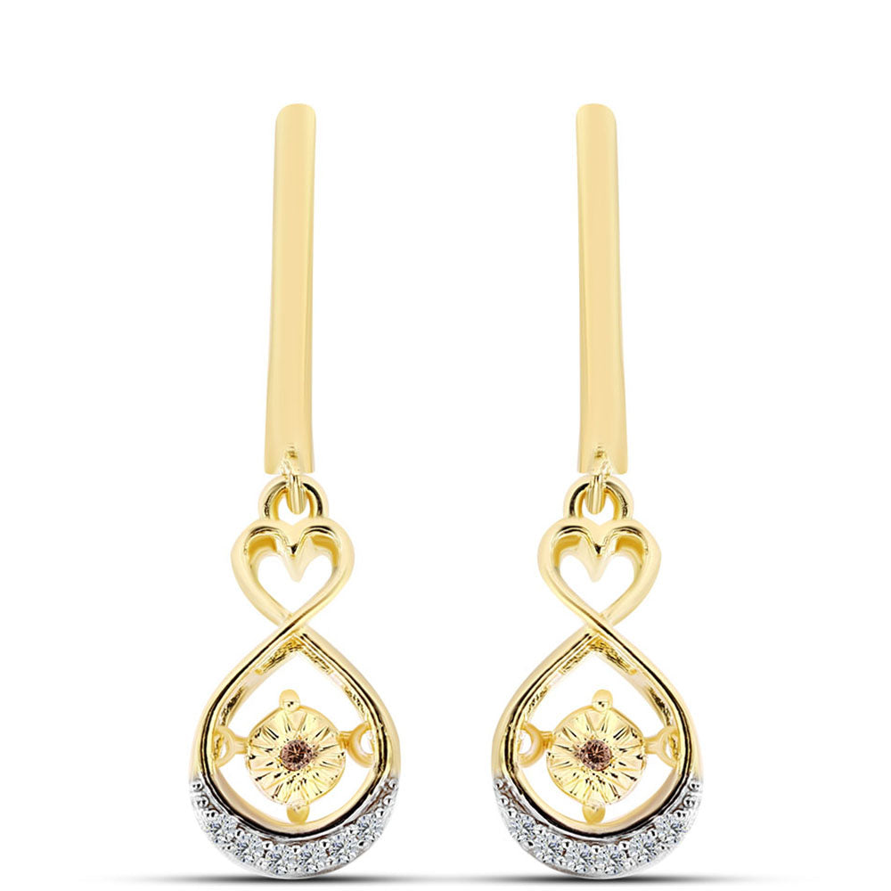 Pendientes de Plata Bañada en Oro con Diamante Cognac y Topacio Blanco