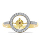 Anillo de Plata Bañada en Oro con Diamante Cognac y Topacio Blanco