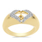 Anillo de Plata Bañada en Oro con Diamante Cognac y Topacio Blanco