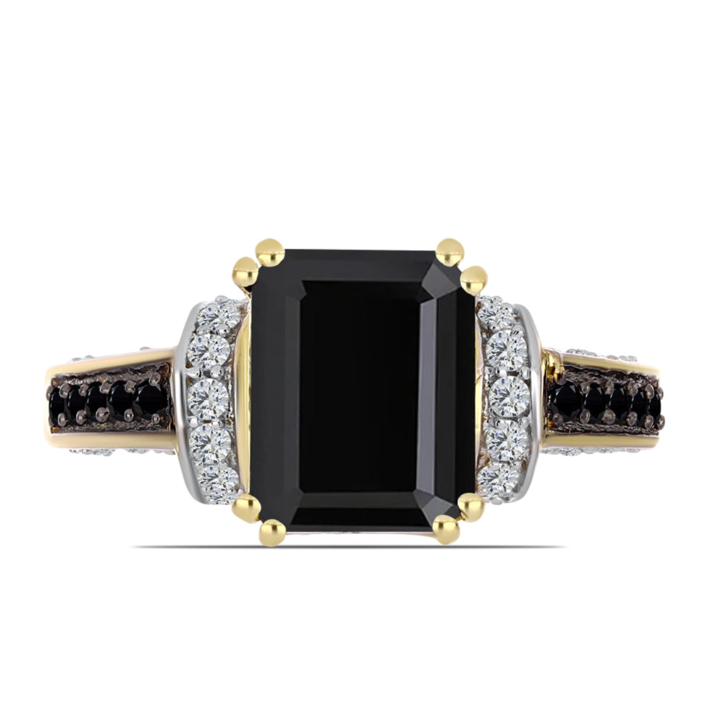 Anillo de Plata Bañada en Oro con Ónix Negro 1 