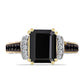 Anillo de Plata Bañada en Oro con Ónix Negro