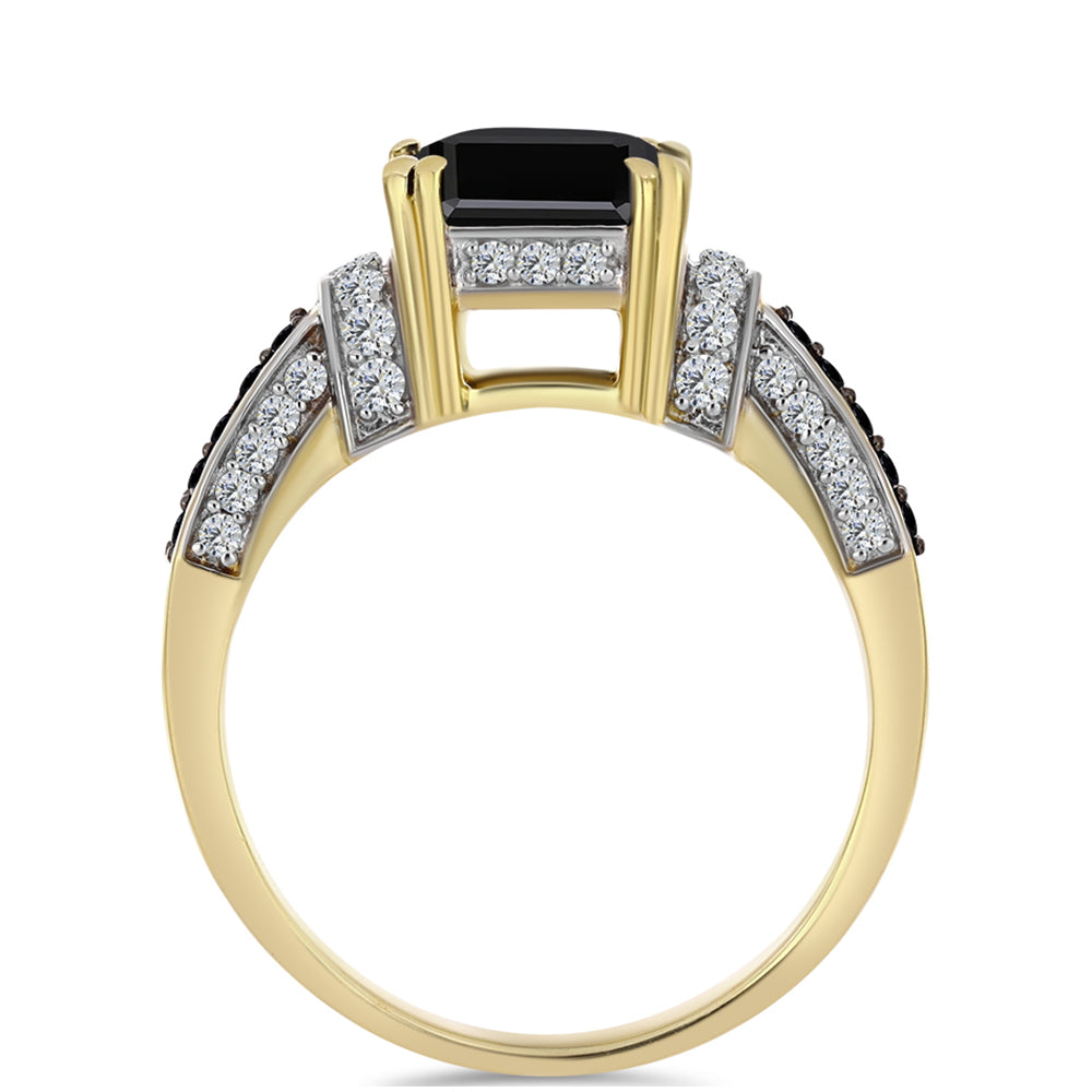 Anillo de Plata Bañada en Oro con Ónix Negro 2 