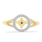 Anillo de Plata Bañada en Oro con Diamante Cognac y Topacio Blanco