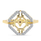 Anillo de Plata Bañada en Oro con Diamante Cognac y Topacio Blanco