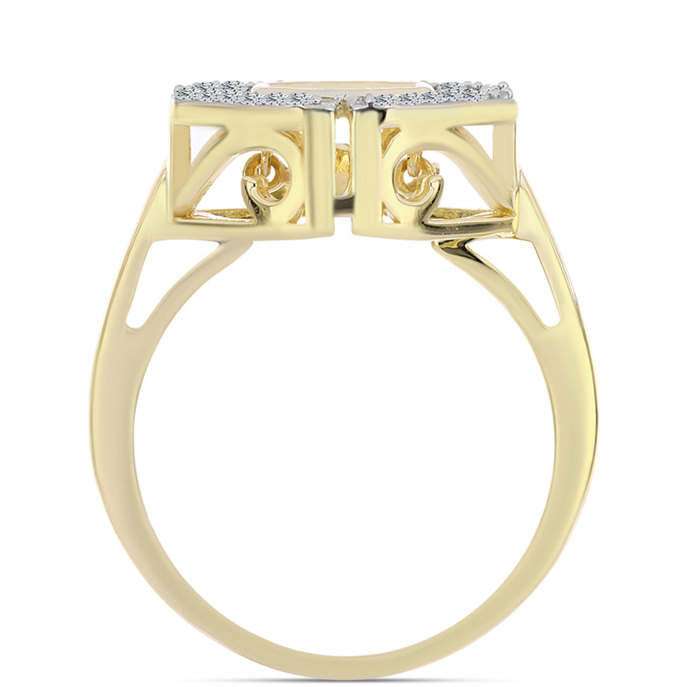 Anillo de Plata Bañada en Oro con Diamante Cognac y Topacio Blanco 2 