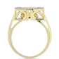 Anillo de Plata Bañada en Oro con Diamante Cognac y Topacio Blanco