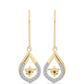 Pendientes de Plata Bañada en Oro con Diamante Cognac y Topacio Blanco