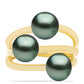 Anillo de Plata Bañada en Oro con Perla de río Tahiti verde ilusión